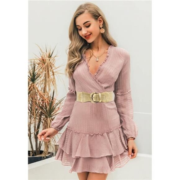 Women Stretchy Wide Waist Belt Gold - Picture 5 of 5